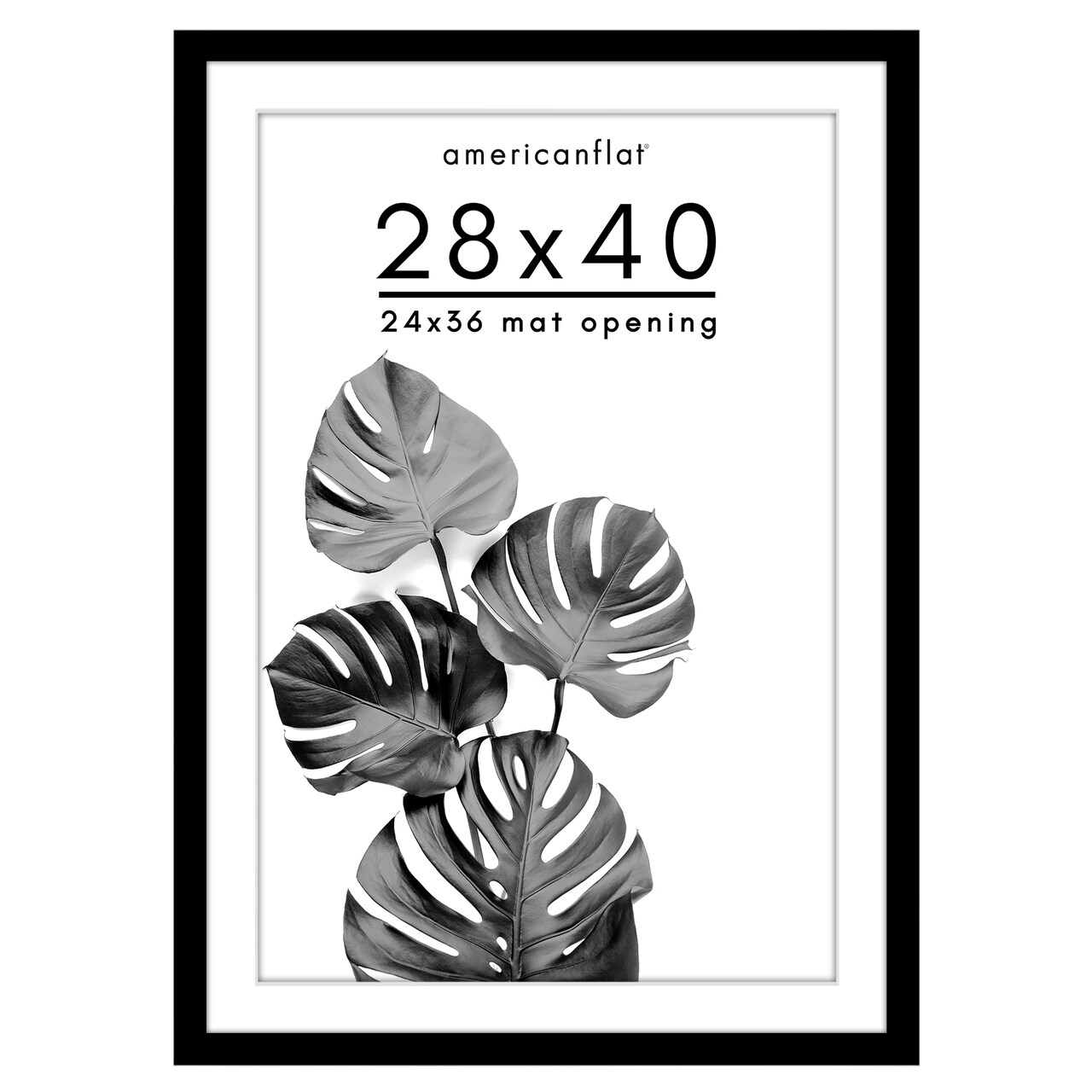 Americanflat Poster Frame with Mat - Large Picture Frame - Polished Plexiglass Cover - Hanging Hardware for Horizontal and Vertical Display - Black